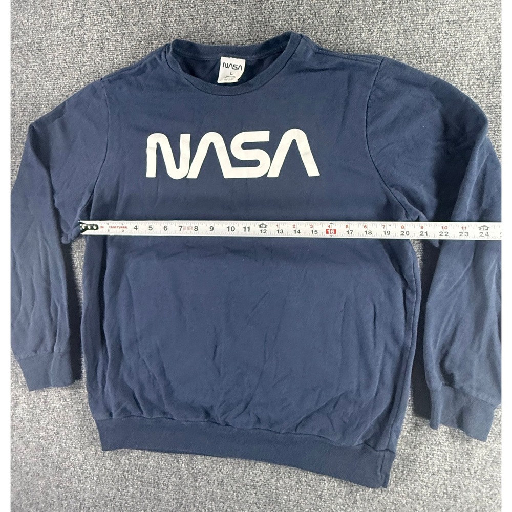 NASA Mens Navy Blue Worm Logo Crewneck Sweatshirt Pullover Size L RN117508 - Picture 5 of 5